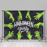 Aperturee - Aperturee Green Scary Hand Spider Wab Halloween Party Backdrop